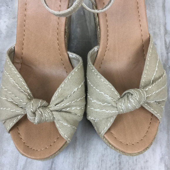 🅴 Soda 4" Espadrille Wrapped Cork Wedge Open-Toe Bow Accent Ankle Strap - Picture 10 of 14
